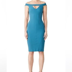 CHIARA BONI blue off shoulder dress Selina sheath dress